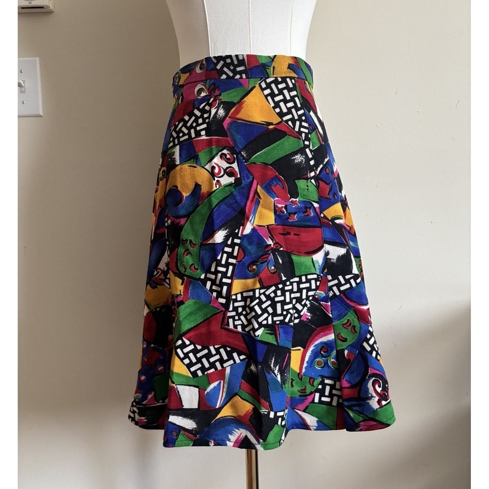 Vintage 80s 90s Colorful Loud Pattern Short Skirt Small Retro *Small Flaw
